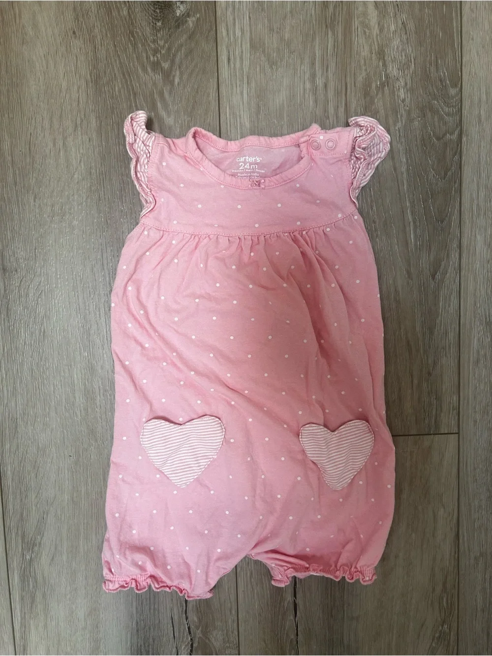 Carter's Pink Polka Dot Heart Romper -24 months
